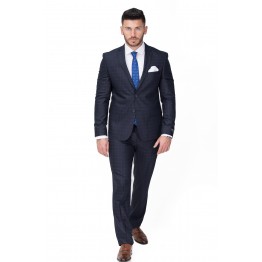 Costum Brandon, bleumarin in carouri discrete